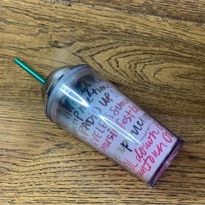 Starbucks 2013 Pink Frappuccino Lover Silver Domed Lid 16 oz Tumbler w/Straw